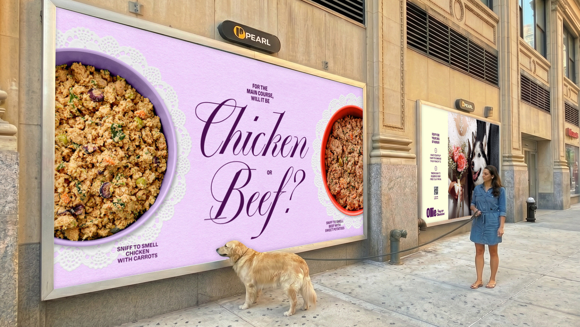 Ollie Dog of Honor outdoor advertising activation with scented billboard