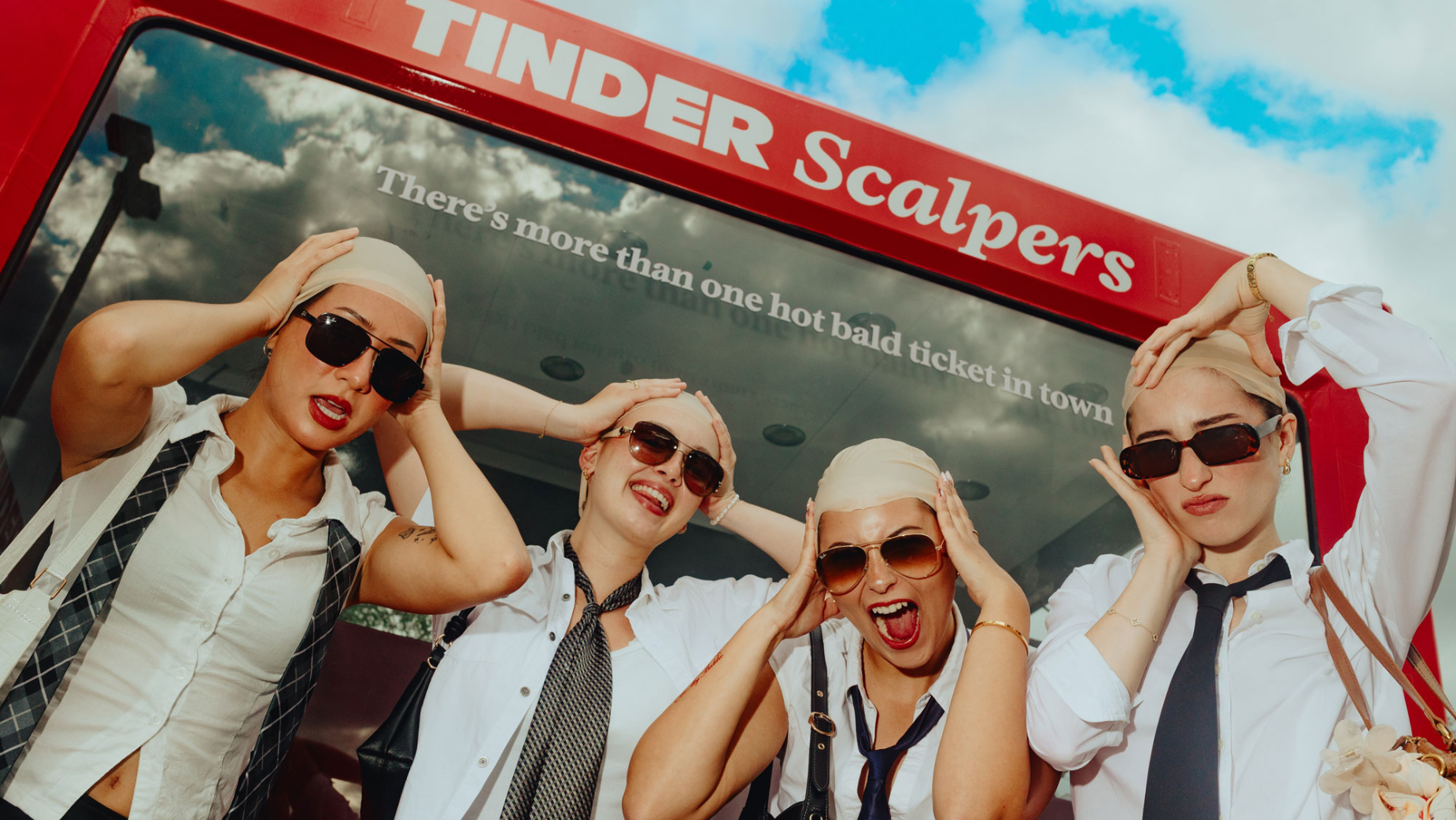 Tinder Baldies campaign visual from the Toronto activation