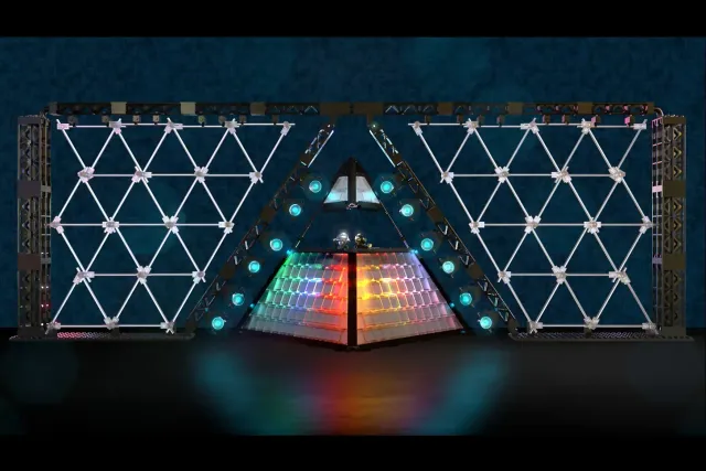 Fan LEGO Ideas concept of the Daft Punk pyramid stage, not the final product