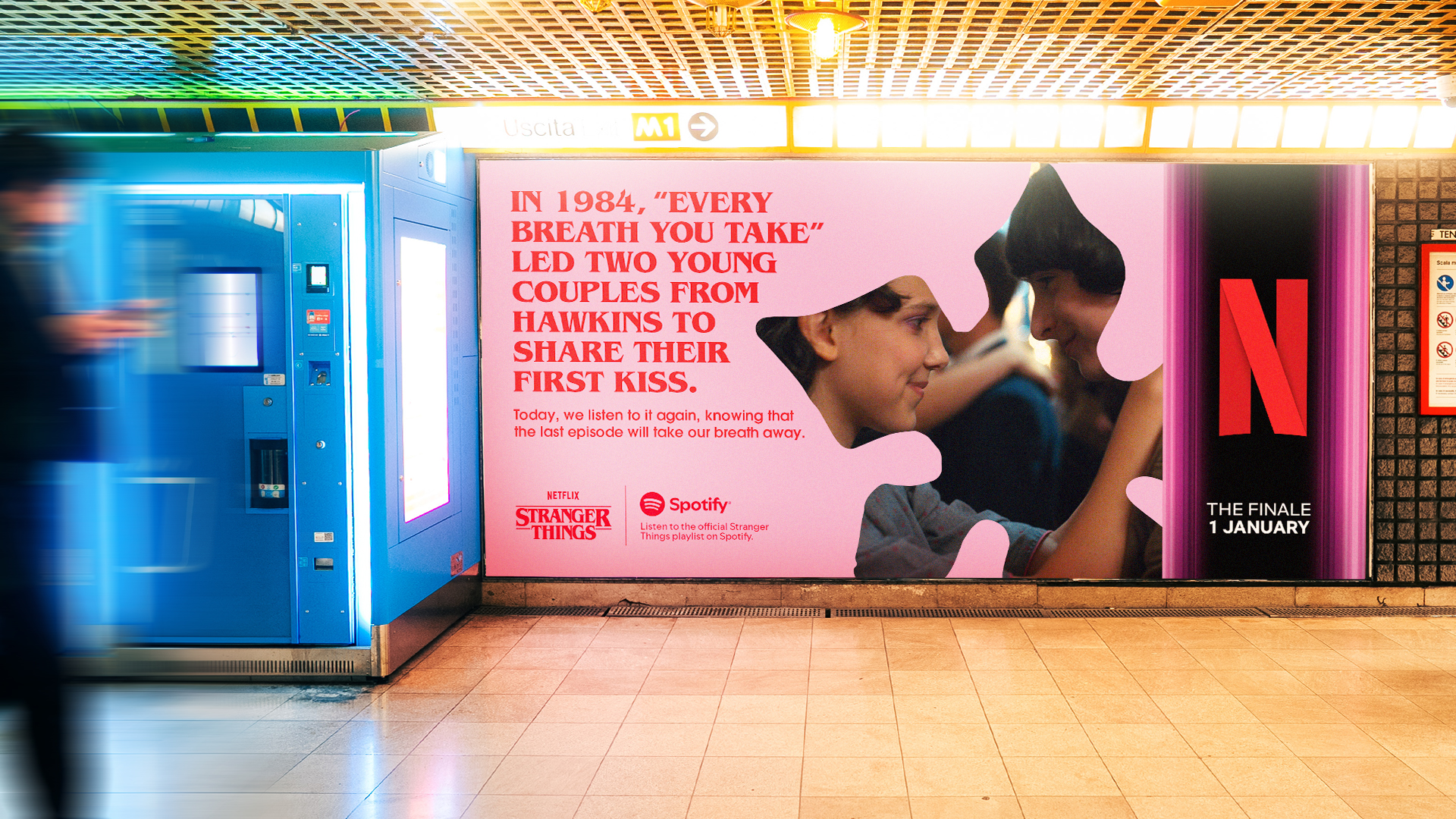 Every Breath You Take OOH execution from Netflix x Spotify Stranger Things campaign