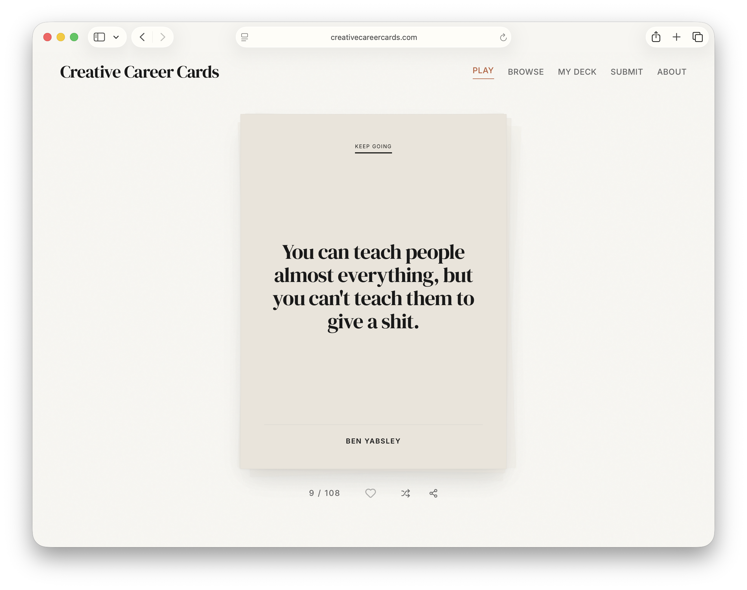 Creative Career Cards Interface