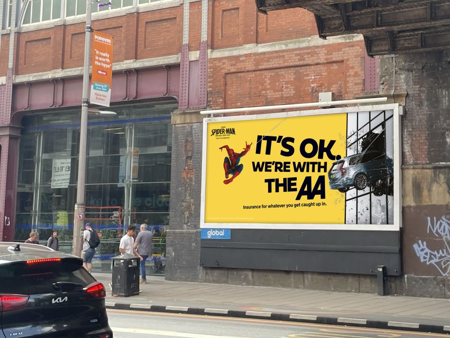 The AA Spider-Man Waterloo Gallery outdoor advertising campaign