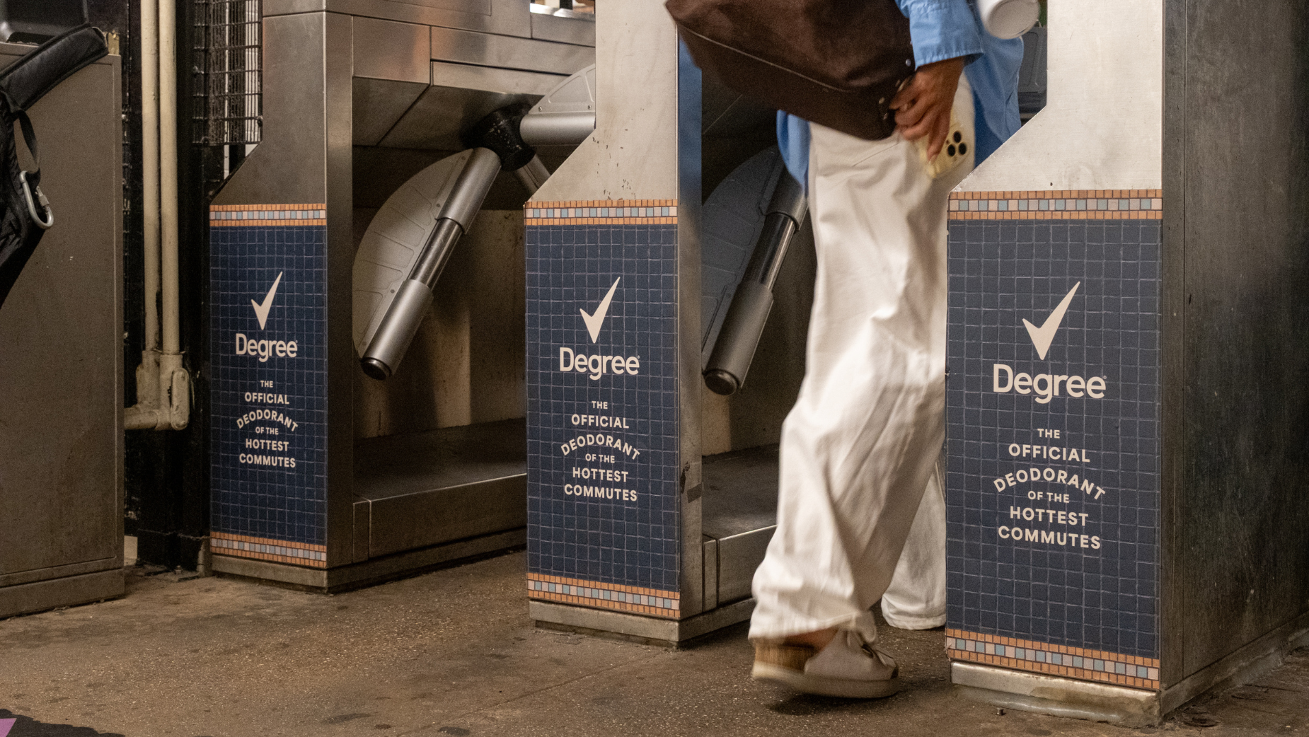 Degree NYC transit advertising campaign in subway station