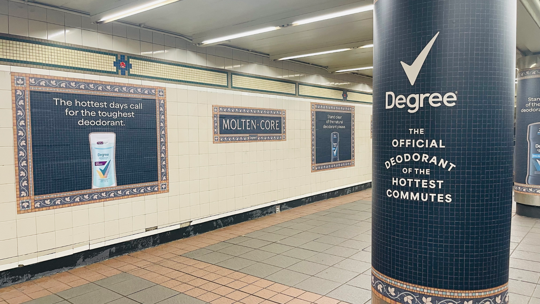 Degree creative out-of-home campaign highlighting New York's summer heat