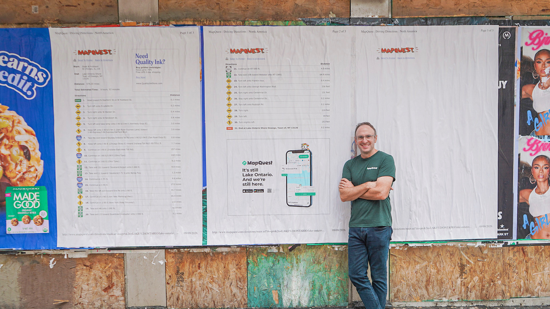 Campaña de MapQuest con sus instrucciones impresas hacia Lake Ontario